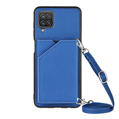 Funda Lujo Cuero Carcasa Y01B para Samsung Galaxy A12 Nacho Azul