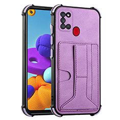 Funda Lujo Cuero Carcasa Y01B para Samsung Galaxy A21s Morado