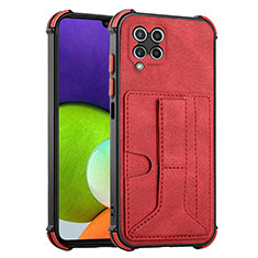 Funda Lujo Cuero Carcasa Y01B para Samsung Galaxy A22 4G Rojo
