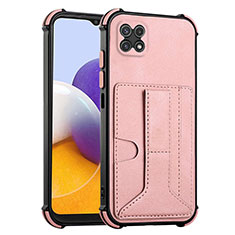 Funda Lujo Cuero Carcasa Y01B para Samsung Galaxy A22 5G Oro Rosa