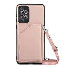 Funda Lujo Cuero Carcasa Y01B para Samsung Galaxy A73 5G Oro Rosa