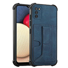 Funda Lujo Cuero Carcasa Y01B para Samsung Galaxy F02S SM-E025F Azul