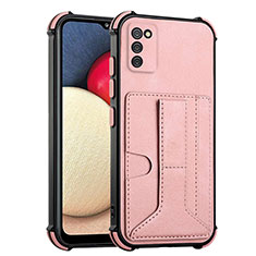 Funda Lujo Cuero Carcasa Y01B para Samsung Galaxy F02S SM-E025F Oro Rosa