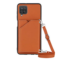 Funda Lujo Cuero Carcasa Y01B para Samsung Galaxy F12 Marron