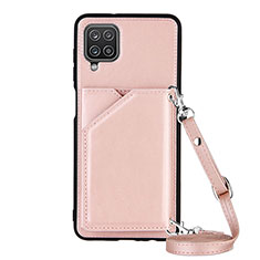 Funda Lujo Cuero Carcasa Y01B para Samsung Galaxy F12 Oro Rosa