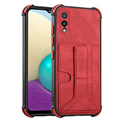 Funda Lujo Cuero Carcasa Y01B para Samsung Galaxy M02 Rojo