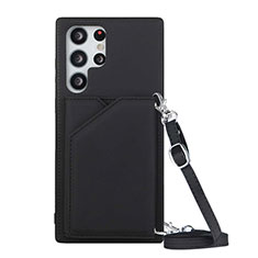 Funda Lujo Cuero Carcasa Y01B para Samsung Galaxy S23 Ultra 5G Negro