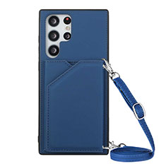 Funda Lujo Cuero Carcasa Y01B para Samsung Galaxy S25 Ultra 5G Azul