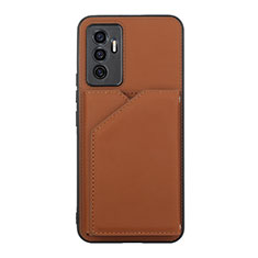 Funda Lujo Cuero Carcasa Y01B para Vivo V23e 5G Marron