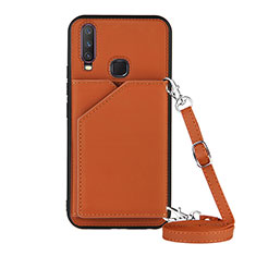 Funda Lujo Cuero Carcasa Y01B para Vivo Y11 Marron