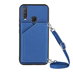 Funda Lujo Cuero Carcasa Y01B para Vivo Y15 Azul