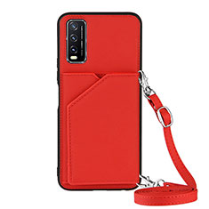 Funda Lujo Cuero Carcasa Y01B para Vivo Y20 Rojo