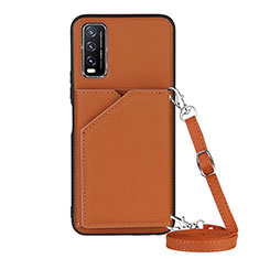 Funda Lujo Cuero Carcasa Y01B para Vivo Y20s Marron