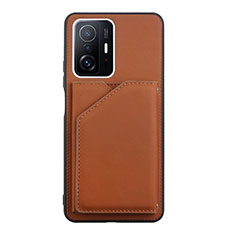 Funda Lujo Cuero Carcasa Y01B para Xiaomi Mi 11T 5G Marron