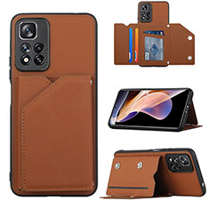 Funda Lujo Cuero Carcasa Y01B para Xiaomi Poco X4 NFC Marron