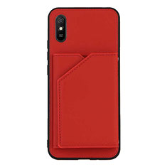 Funda Lujo Cuero Carcasa Y01B para Xiaomi Redmi 9A Rojo