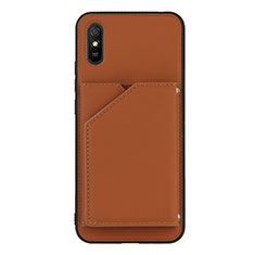 Funda Lujo Cuero Carcasa Y01B para Xiaomi Redmi 9i Marron