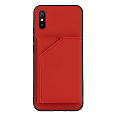 Funda Lujo Cuero Carcasa Y01B para Xiaomi Redmi 9i Rojo