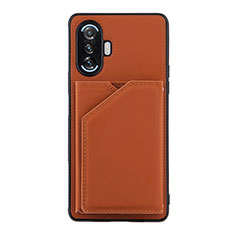 Funda Lujo Cuero Carcasa Y01B para Xiaomi Redmi K40 Gaming 5G Marron