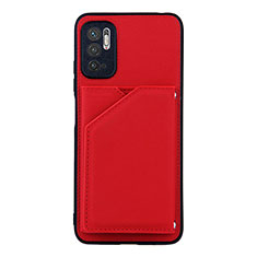 Funda Lujo Cuero Carcasa Y01B para Xiaomi Redmi Note 10 5G Rojo