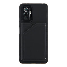 Funda Lujo Cuero Carcasa Y01B para Xiaomi Redmi Note 10 Pro 4G Negro