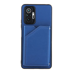 Funda Lujo Cuero Carcasa Y01B para Xiaomi Redmi Note 10 Pro Max Azul