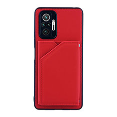 Funda Lujo Cuero Carcasa Y01B para Xiaomi Redmi Note 10 Pro Max Rojo