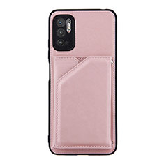 Funda Lujo Cuero Carcasa Y01B para Xiaomi Redmi Note 10T 5G Oro Rosa