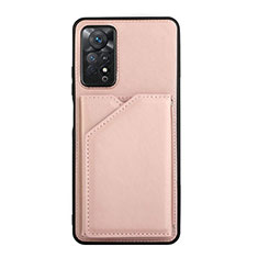 Funda Lujo Cuero Carcasa Y01B para Xiaomi Redmi Note 11 Pro 4G Oro Rosa