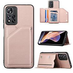 Funda Lujo Cuero Carcasa Y01B para Xiaomi Redmi Note 11 Pro+ Plus 5G Oro Rosa