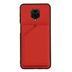 Funda Lujo Cuero Carcasa Y01B para Xiaomi Redmi Note 9 Pro Max Rojo