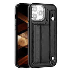 Funda Lujo Cuero Carcasa Y02B para Apple iPhone 13 Pro Negro