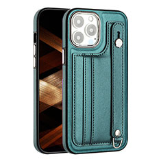 Funda Lujo Cuero Carcasa Y02B para Apple iPhone 14 Pro Max Verde