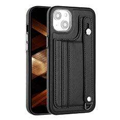 Funda Lujo Cuero Carcasa Y02B para Apple iPhone 15 Negro