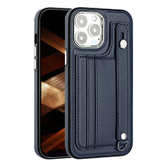 Funda Lujo Cuero Carcasa Y02B para Apple iPhone 15 Pro Max Azul