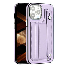 Funda Lujo Cuero Carcasa Y02B para Apple iPhone 16 Pro Max Purpura Claro