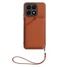 Funda Lujo Cuero Carcasa Y02B para Huawei Honor X8a 4G Marron