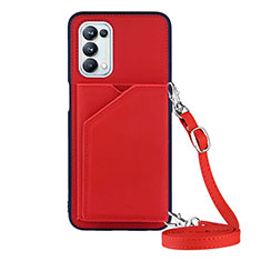 Funda Lujo Cuero Carcasa Y02B para Oppo A54 5G Rojo