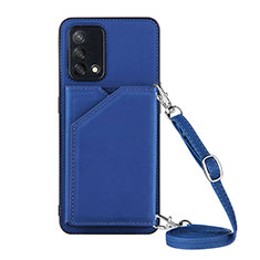 Funda Lujo Cuero Carcasa Y02B para Oppo A74 4G Azul