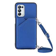 Funda Lujo Cuero Carcasa Y02B para Oppo A74 5G Azul