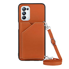 Funda Lujo Cuero Carcasa Y02B para Oppo A74 5G Marron