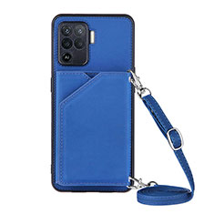 Funda Lujo Cuero Carcasa Y02B para Oppo A94 4G Azul