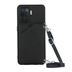 Funda Lujo Cuero Carcasa Y02B para Oppo A94 4G Negro