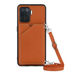 Funda Lujo Cuero Carcasa Y02B para Oppo F19 Pro Marron