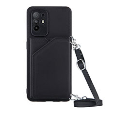 Funda Lujo Cuero Carcasa Y02B para Oppo Reno5 Z 5G Negro