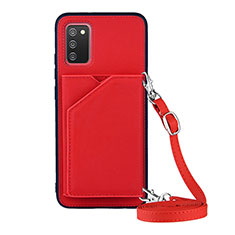 Funda Lujo Cuero Carcasa Y02B para Samsung Galaxy A02s Rojo