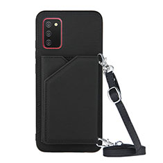 Funda Lujo Cuero Carcasa Y02B para Samsung Galaxy A03s Negro