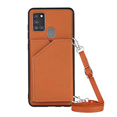 Funda Lujo Cuero Carcasa Y02B para Samsung Galaxy A21s Marron