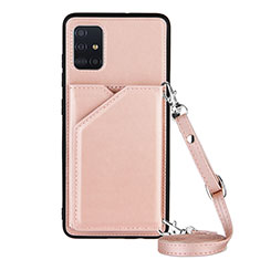 Funda Lujo Cuero Carcasa Y02B para Samsung Galaxy A51 5G Oro Rosa