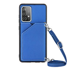 Funda Lujo Cuero Carcasa Y02B para Samsung Galaxy A52 4G Azul